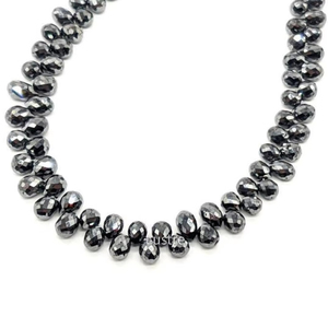 Diamantes negros 3,8mm facetados Briolette Teardrop Beads Fancy Shape Stone Beads para la fabricación de joyas en línea al por mayor - Product Image 1