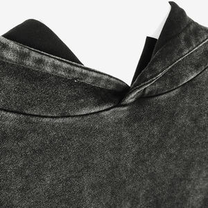 French Terry Suministro de ropa para hombre Sudadera con capucha lavada vintage en blanco Ropa personalizada Logo Sudaderas con capucha de gran tamaño - Product Image 3