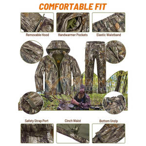 Uniforme de chasse léger et imperméable pour hommes, idéal pour toutes les saisons en plein air, tenue de chasse respirante et camouflage - Product Image 6
