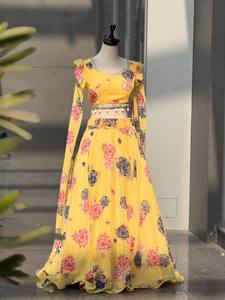 Lehenga Choli indien traditionnel prêt-à-porter, fantaisie, décontracté, en georgette imprimé, entièrement cousu, costume pour les occasions spéciales, séchage rapide - Product Image 3