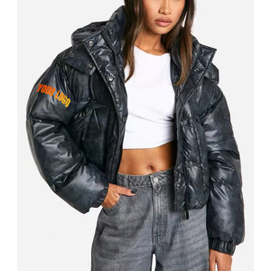 Chaqueta acolchada con forro de Sherpa para mujer, parka cálida con capucha extra acogedora, etiqueta personalizada al por mayor - Product Image 4