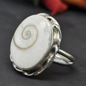 Anillo de ojo de Shiva, anillo de bodas clásico de Plata de Ley 925 con piedras preciosas y diamantes con concha de océano, anillo de concha de aniversario para mujer - Product Image 1