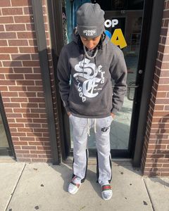 Pull-over à capuche et pantalon de survêtement évasé à impression numérique unisexe 100% coton Survêtement d'hiver écologique pour hommes - Product Image 2