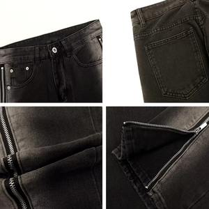 กางเกงยีนส์ผู้ชายทรงหลวมมีซิปผ่าตรงสไตล์วินเทจฟอกสีดำแนวสตรีท2025 - Product Image 6