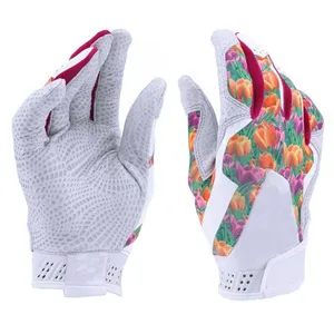 Custom Wholesale Pro Comfortable <b>Fabric</b> Baseball <b>Batting</b> Gloves OEM Custom Professional Leather Baseball Bating Gloves - Product Image 2