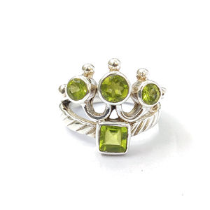 Vintage Statement Fashionable <b>Peridot</b> <b>Ring</b> (9.7 Grams) Rose Gold Rhodium Plated Inlay Setting Trendy Stylish Perfect Gift 18K - Product Image 1