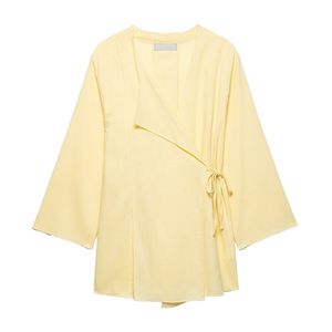 Nouveau 2025 printemps dame Vintage décontracté col en V lin vêtements d'extérieur déplacements femmes vêtements à manches longues à manches longues haut Chic manteau - Product Image 1