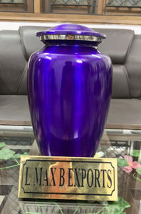 Urnes funéraires en aluminium de couleur bleu ciel pour adultes pour cendres humaines avec sac en velours gratuit prix de gros - Product Image 3