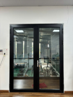 Porte battante moderne à double vitrage pour cuisine, style ferme, en alliage d'aluminium anodisé, design à battant, ouverture horizontale, avec rideau acoustique à enroulement