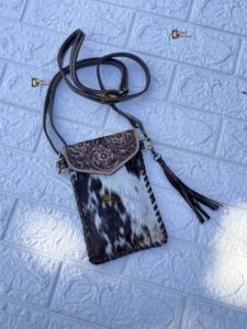 Sac à main en cuir véritable avec franges sculptées à la main, vente chaude, sac à main pour téléphone, petit sac, pochette, sac de créateur - Product Image 2