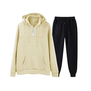 男装田径四分之一拉链连帽衫慢跑实心运动服男装<span class=keywords><strong>2</strong></span>件套，<span class=keywords><strong>L</strong></span> - Product Image 3