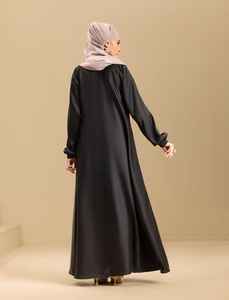 Abaya ample et respirante en polyester, longueur au sol, style décontracté, personnalisable, avec broderie ouverte, pour femme musulmane, collection 2025, vêtement islamique, robe hijab - Product Image 2