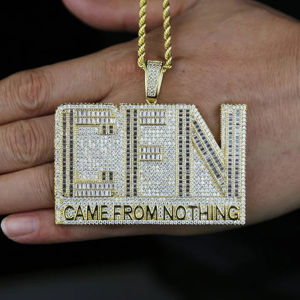 Pendentif en diamant Moissanite rond et baguette Style Hip Hop Pendentif lettre personnalisé Cadeau pour homme en argent sterling 925 - Product Image 3