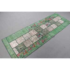 พรมตุรกีโบราณ ขนาด 2.4x7.3 ฟุต (73x223 ซม.) พรมขนสัตว์สีเขียว - Product Image 4