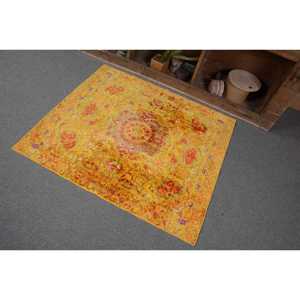 Alfombra de área grande turca vintage, diseño clásico de retazos amarillo y rojo, Tabriz de látex de lana rectangular de 9x12 para pasillo, alfombra para habitación - Product Image 3