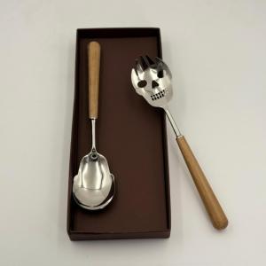 Servidor de Ensalada de Acero Inoxidable con Diseño de Calavera y Mango de Madera, Pulido Brillante, Venta en el Mercado Internacional de un Mayorista Indio - Product Image 5