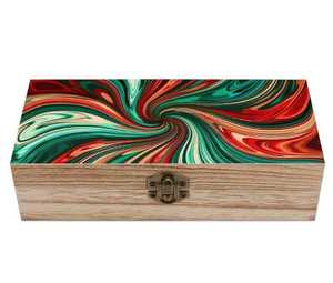 Caja de Madera Natural Esmaltada Hecha a Mano con Diseño Abstracto de Alta Calidad para Decoración de Mesa - Product Image 2