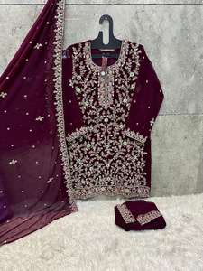 Henixa Création Bleu Lourd Brodé Gharara Salwar Costumes Mariage Sharara Design Vêtements Pakistanais pour les Fêtes d'été - Product Image 5