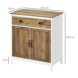 HOMCOM Gabinete Multiusos en Aglomerado con Gabinete y Cajón en Estilo Rústico, 78,5x39x89,4 cm, Blanco - Product Image 3