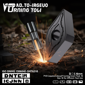 Inserto de Torneado Indexable con Recubrimiento PVD ISO DNMG 150604E-SMT6310 D. 5.16mm, Paquete de 10 para un Uso Eficiente de la Herramienta - Product Image 3