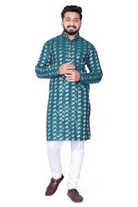 Traje étnico sin arrugas para fiesta Kurta de algodón tradicional para hombres con estilo nuevo - Product Image 2