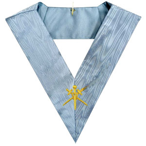 Collar de Regalia masónico 2025 bordado por expertos de patrón cuadrado de insignia de cuero cosido moderno francés - Product Image 4