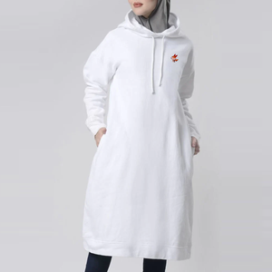 Vestido tipo sudadera con capucha de manga larga, estilo islámico musulmán, bordado, 100% algodón, talla grande, para invierno, con bolsillos, venta al por mayor. - Product Image 2