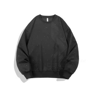 Sweat-shirt décontracté d'hiver pour homme 100 % coton, haute couture, avec strass, motif uni, imperméable et coupe-vent - Product Image 1