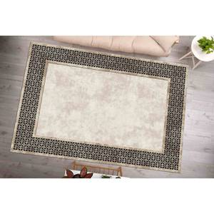 Tapis imprimé abstrait beige minimaliste moderne pour salon, tapis doux non tissé - Product Image 2