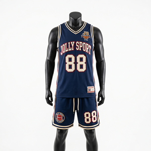 Custom 180 GSM Mesh Polyester Navy Basketball Jersey Shorts <b>Set</b> Tackle Twill Logo Panels jersey short <b>set</b> for men's - Product Image 3