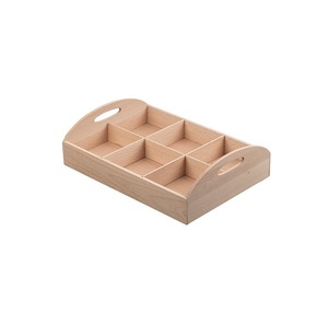 Plateau en bois 6 sections Plateau de service en bois rectangulaire Plateau en bois personnalisé esthétique élégant à vendre - Product Image 1