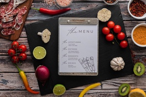 Carpeta de cubierta de menú de cuero de madera duradera de alta calidad libro 9x12 pulgadas diseño de moda personalizado restaurante Hotel suministros - Product Image 3