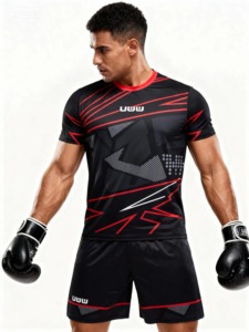 2026 Custom Men's <b>Knitted</b> Wrestling Set T-shirts and Shorts Full Sublimation 2-Piece Set International Edition - Product Image 3