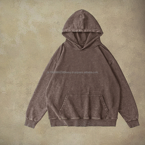 Sweat-shirt à capuche en coton lourd personnalisé, délavé, à épaules tombantes, délavé au soleil, vintage, délavé à l'acide, surdimensionné, pour homme - Product Image 3