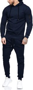 Ensemble de survêtement en molleton brossé de luxe 380GSM pour homme, sweat à capuche zippé intégral et pantalon de jogging, design bicolore blanc et noir, logo brodé - Product Image 2