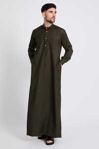 High quality <b>men</b> Hand-Embroidered <b>Robe</b> Polyester <b>Men's</b> Casual Thobe Short Sleeves Breathable Loose Ankle Length - Product Image 3