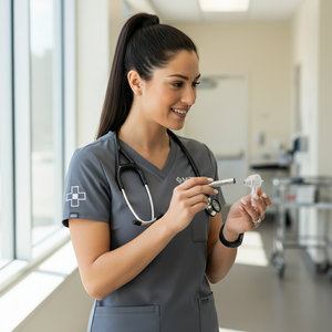 Conjunto de Uniformes Médicos Premium Grises MITEXO para Mujer con Cuello en V y Bolsillos |   Uniforme Médico Cómodo y Duradero |   Enfermera, Médico, Veterinario - Product Image 3