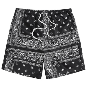 Pantalones cortos de gimnasio para correr con gráfico Retro para hombre, pantalones cortos informales de Cachemira para gimnasio, diseño de malla con patrón sólido - Product Image 1