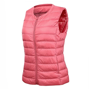 Chaleco ultraligero de plumón de pato para Mujer | Chaqueta acolchada sin mangas con cremallera | Chaleco cálido para otoño e invierno, transpirable, con OEM - Product Image 1