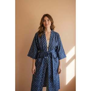 Pure Cotton Handblock Kimono Indian Printed Summer House Robe Boho Beach Coverup <b>Kaftan</b> Bridesmaid Maternity Swimsuit Cover Ups - Product Image 6