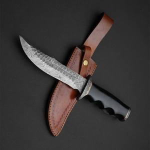 Couteau Bowie fait main lame en acier damas Camping couteaux de survie avec gaine en cuir - Product Image 6