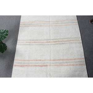 พรมขนสัตว์สีเบจ3.4x5.2ฟุตสีขาวแบบตุรกีการเย็บปะติดปะต่อกันแบบสี่เหลี่ยมผืนผ้าออกแบบลายสำหรับห้องนั่งเล่นหรือห้องนอนสำหรับวัยรุ่น - Product Image 5