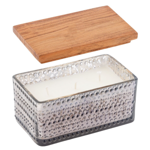 Bougie parfumée en verre de forme rectangulaire avec couvercle en bois pour la décoration de la maison personnalisée en gros - Product Image 2