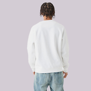 Sudaderas con capucha blancas personalizadas cuello redondo Unisex 100% algodón grueso Gsm sudadera de gran tamaño bordado cuello redondo en blanco hombres sudadera - Product Image 3