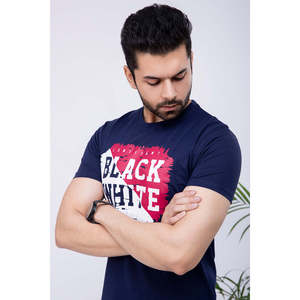 Men's 100% Cotton Todd Crewneck T-Shirt 180gsm Jersey 3D Screen <b>Printed</b> Compressed Bamboo Fiber Silk Screen <b>Printing</b> - Product Image 4