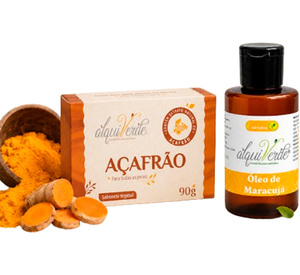 Kit de renouvellement amazonien Alquiverde - Huile de fruit de la passion biologique 60g & Savon revitalisant pour la peau au safran 90g unisexe - Product Image 4