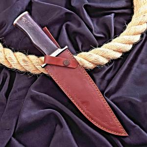 Couteau en acier damas sur mesure couteau de camping de chasse avec manche en os couteau d'extérieur à lame fixe supporté par OEM de qualité industrielle - Product Image 5