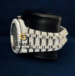 Reloj de Pulsera Hip Hop Personalizado de Acero Inoxidable Mecánico con Diamantes VVS Engastados y Barra Verde de Moissanita para Hombre - Product Image 5