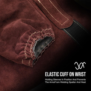 แขนป้องกันสำหรับผู้ชาย, แขนเสื้อทำงานหนังวัวแบบพรีเมี่ยมแขนป้องกันการเชื่อมเคฟลาร์ทนความร้อน - Product Image 4