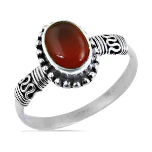 แหวนเงินแท้ 925 ประดับพลอยคาร์เนเลียน สำหรับผู้หญิง เครื่องประดับคริสตัลสุดหรู - Product Image 1